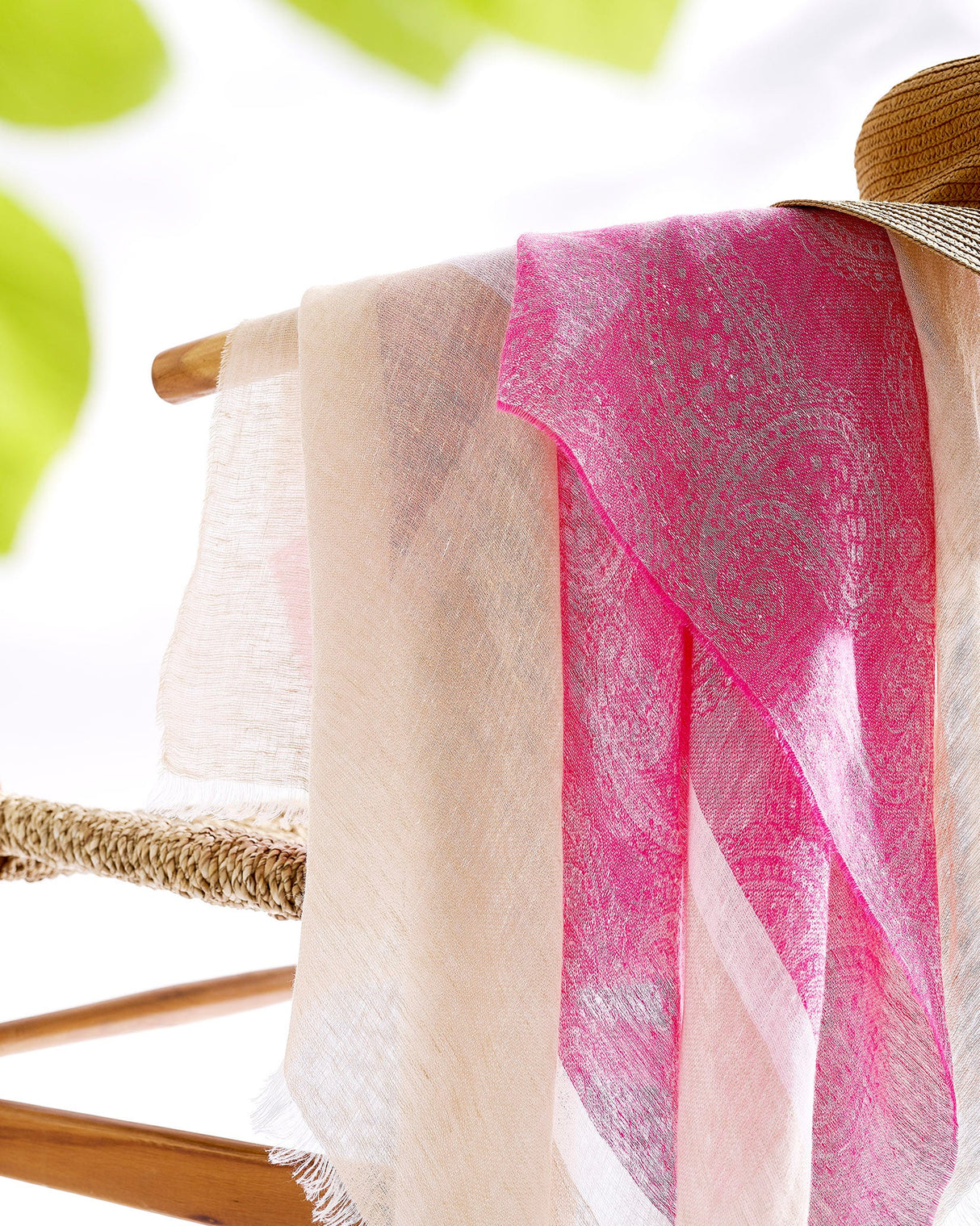 Fuxia Jacquard Linen Scarf