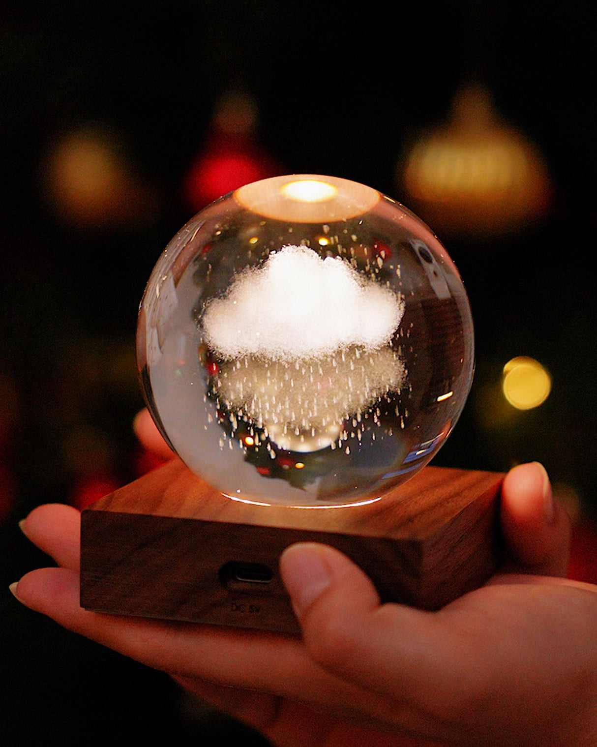 3D Rain Cloud Amber Crystal Ball Light