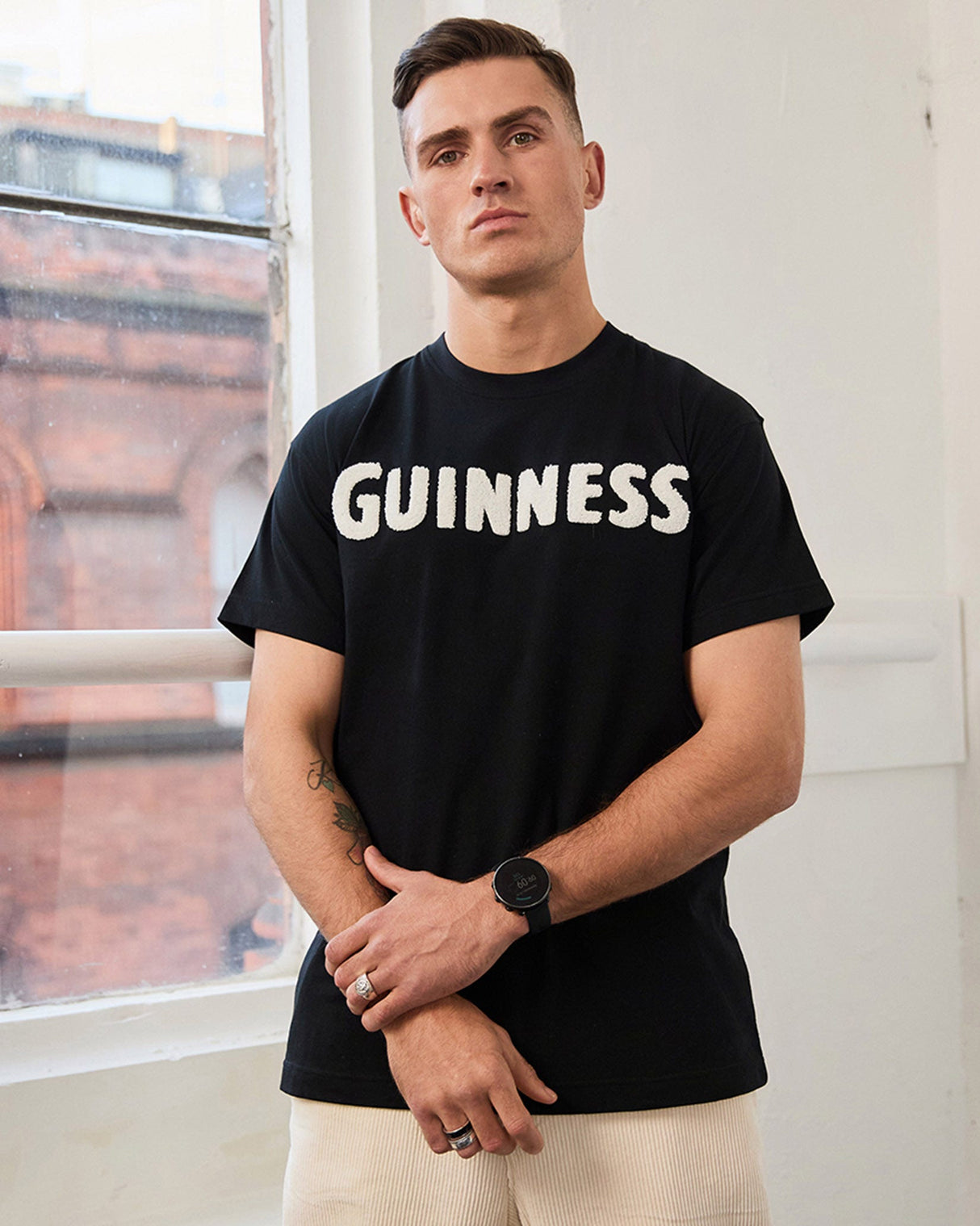Black & Cream Chenille 'Guinness' T-Shirt