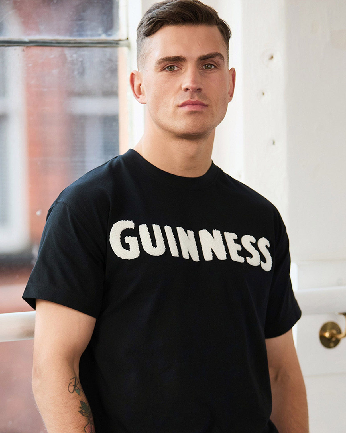 Black & Cream Chenille 'Guinness' T-Shirt