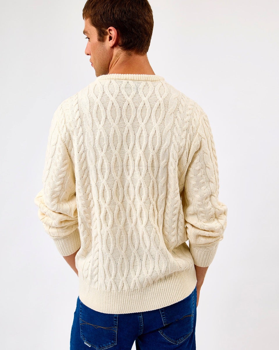 White 'Guinness' Aran Knit Jumper