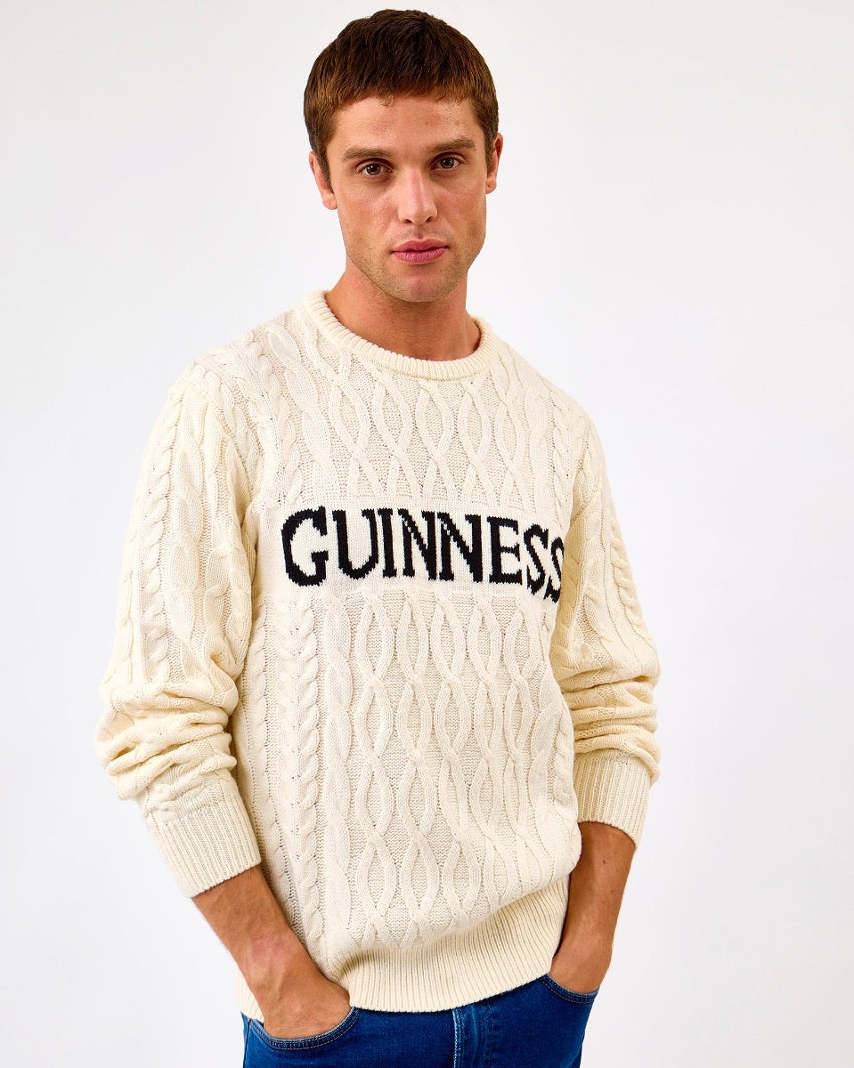 White 'Guinness' Aran Knit Jumper
