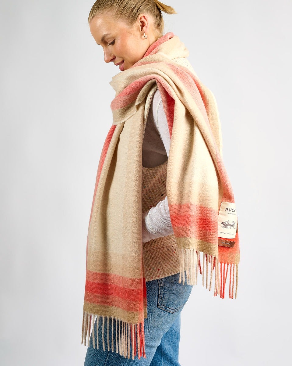 Orange & Beige Gradient 100% Cashmere Scarf