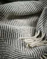 Grey Herringbone Heavy Donegal Throw