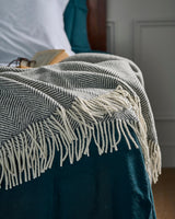Grey Herringbone Heavy Donegal Throw