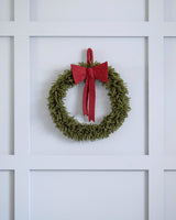 Red Bow Handmade Wool Christmas Wreath