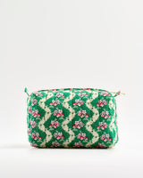 Green Wave Quilted Cosmetic Bag