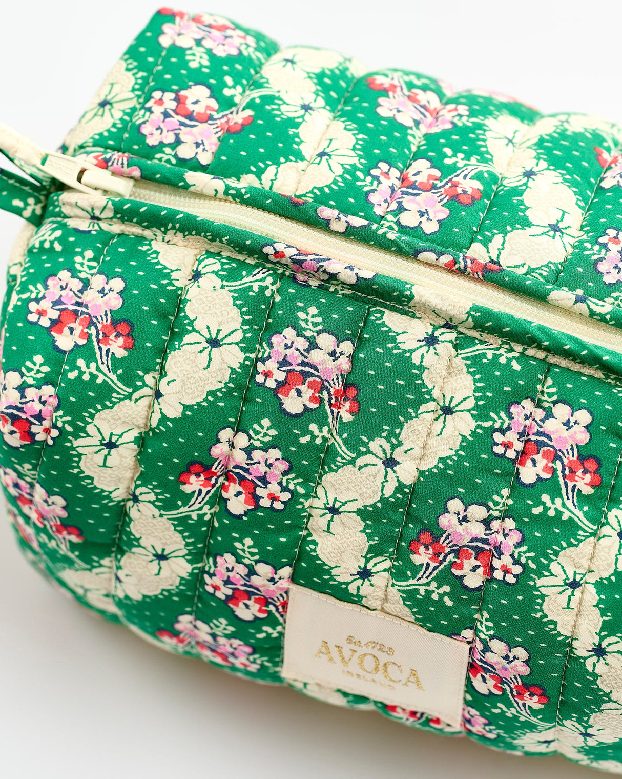 Green Wave Quilted Cosmetic Bag
