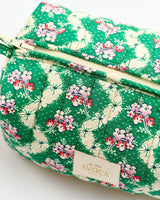 Green Wave Quilted Cosmetic Bag