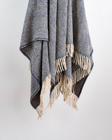 Navy & Oatmeal Heavy Donegal Throw