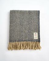 Navy & Oatmeal Heavy Donegal Throw