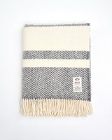 Grey & White Stripe Heavy Donegal Throw