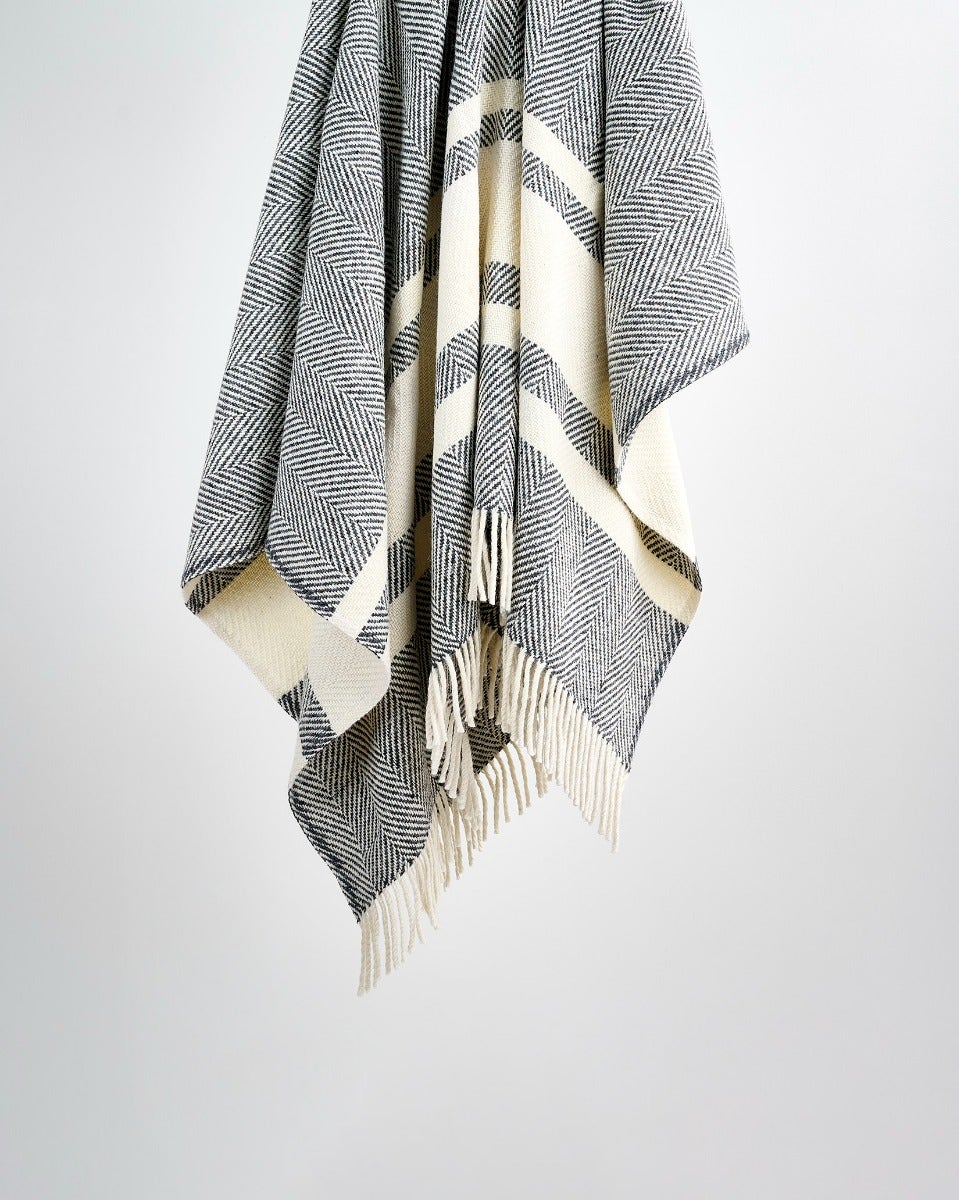 Grey & White Stripe Heavy Donegal Throw
