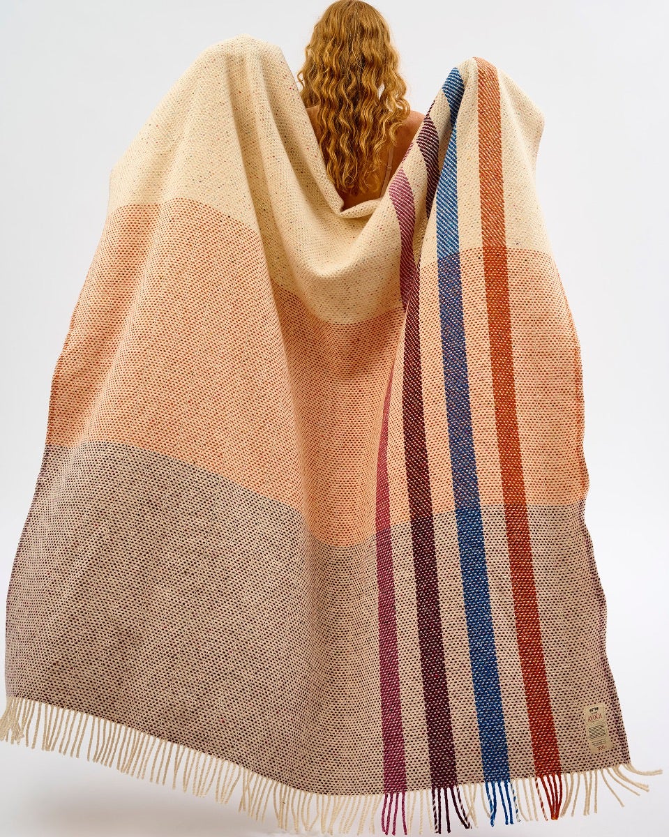Vertical Stripe Dapple Heavy Donegal Throw