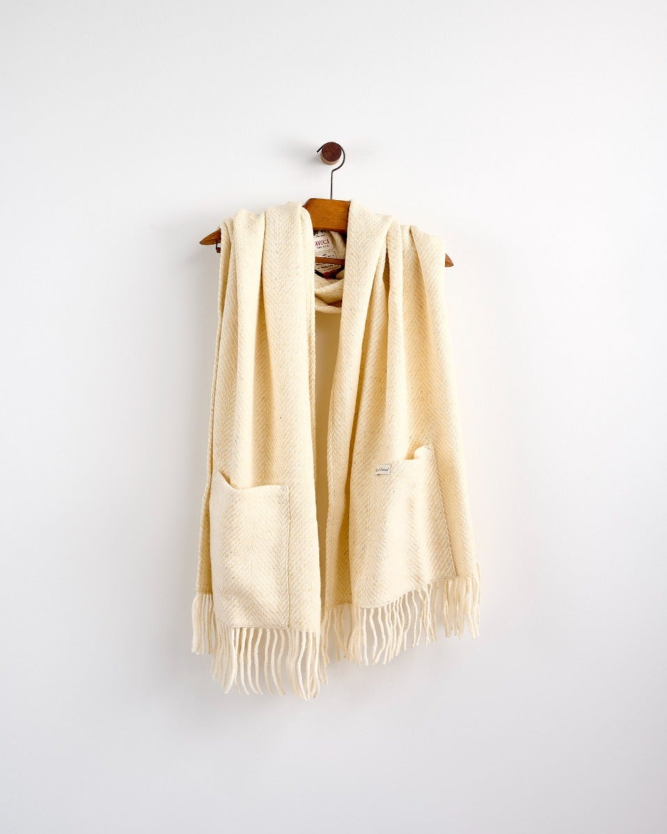 Cream Heavy Donegal Wool Pocket Wrap