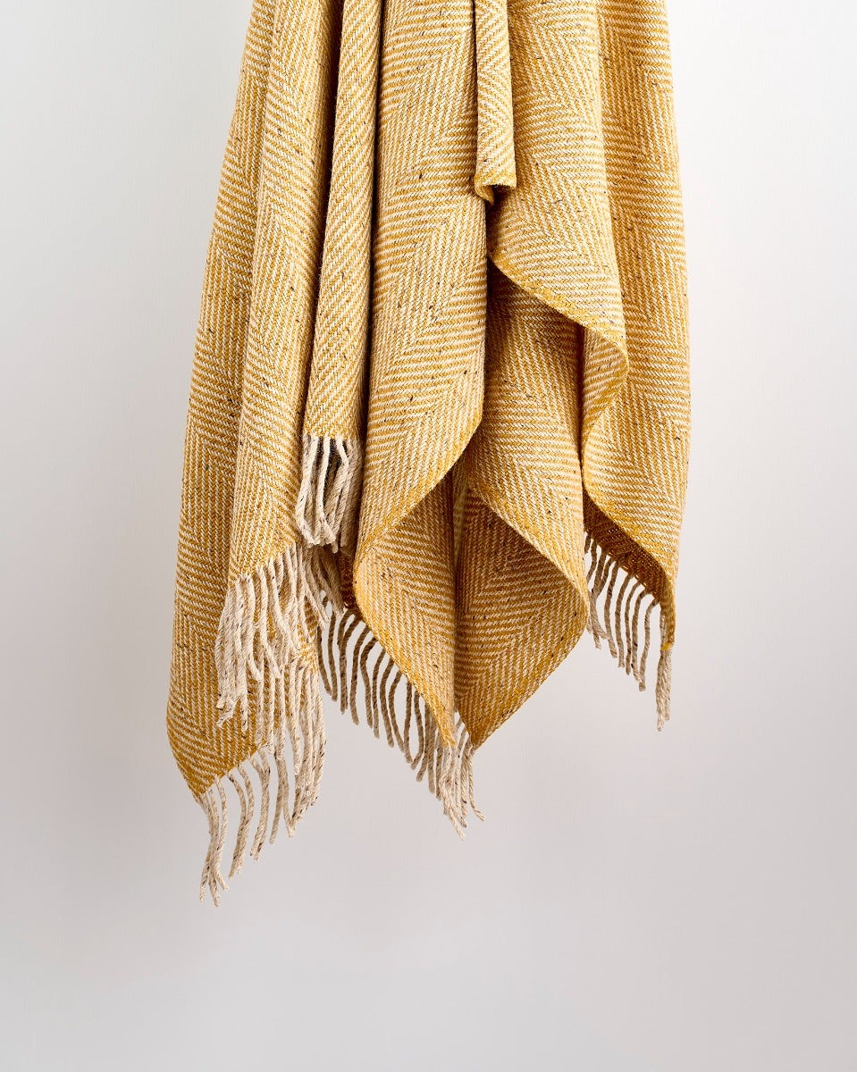 Yellow & Oatmeal Heavy Donegal Throw