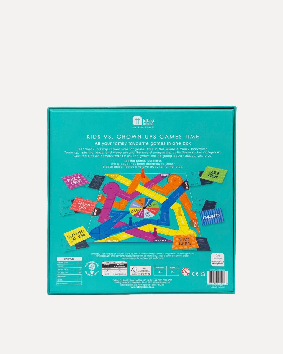 Host Your Own Kids -vs- Grown Ups Games Time
