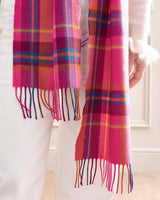 Hot Pink Check Merino Scarf