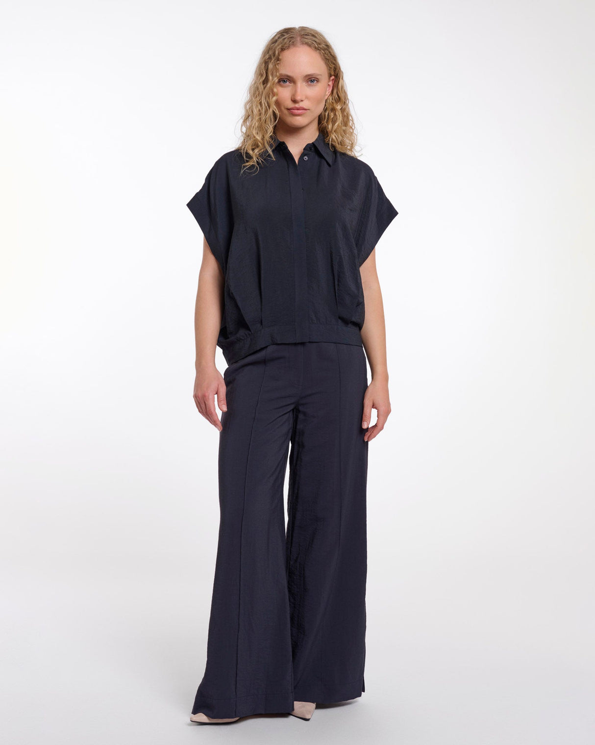 Dark Navy Imela Collar Top