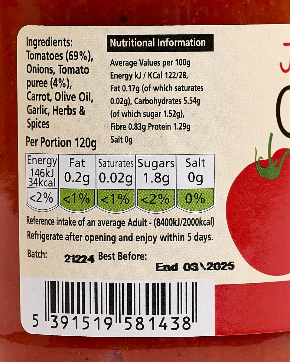 Janet's Just Delicious Classic Tomato Pasta Sauce