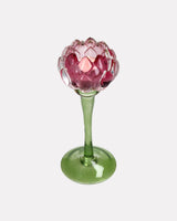 Pink Flower Tulip Glass Candle Holder