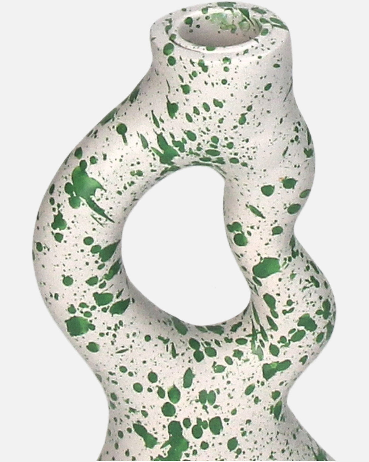 White & Green Organic Splatter Candle Holder