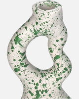 White & Green Organic Splatter Candle Holder