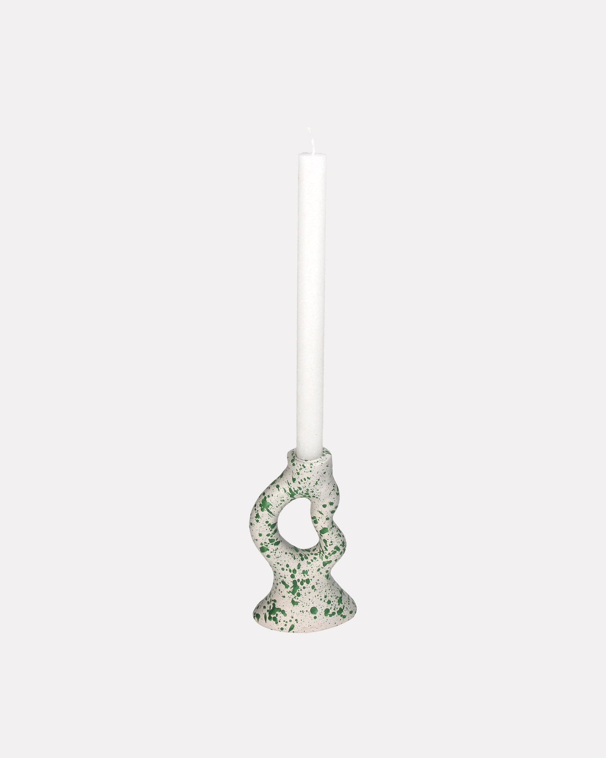 White & Green Organic Splatter Candle Holder