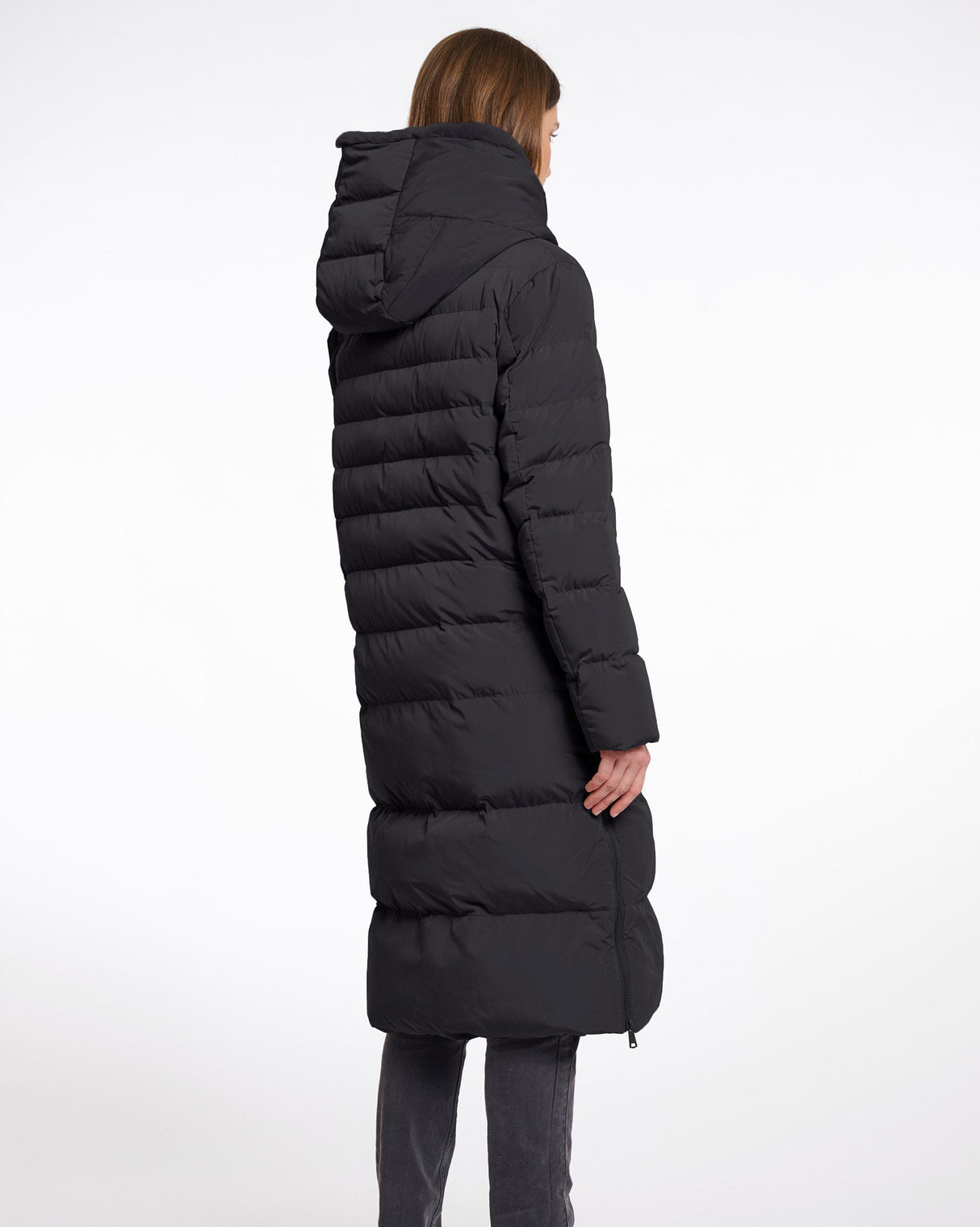 Black Keilafur Long Padded Coat