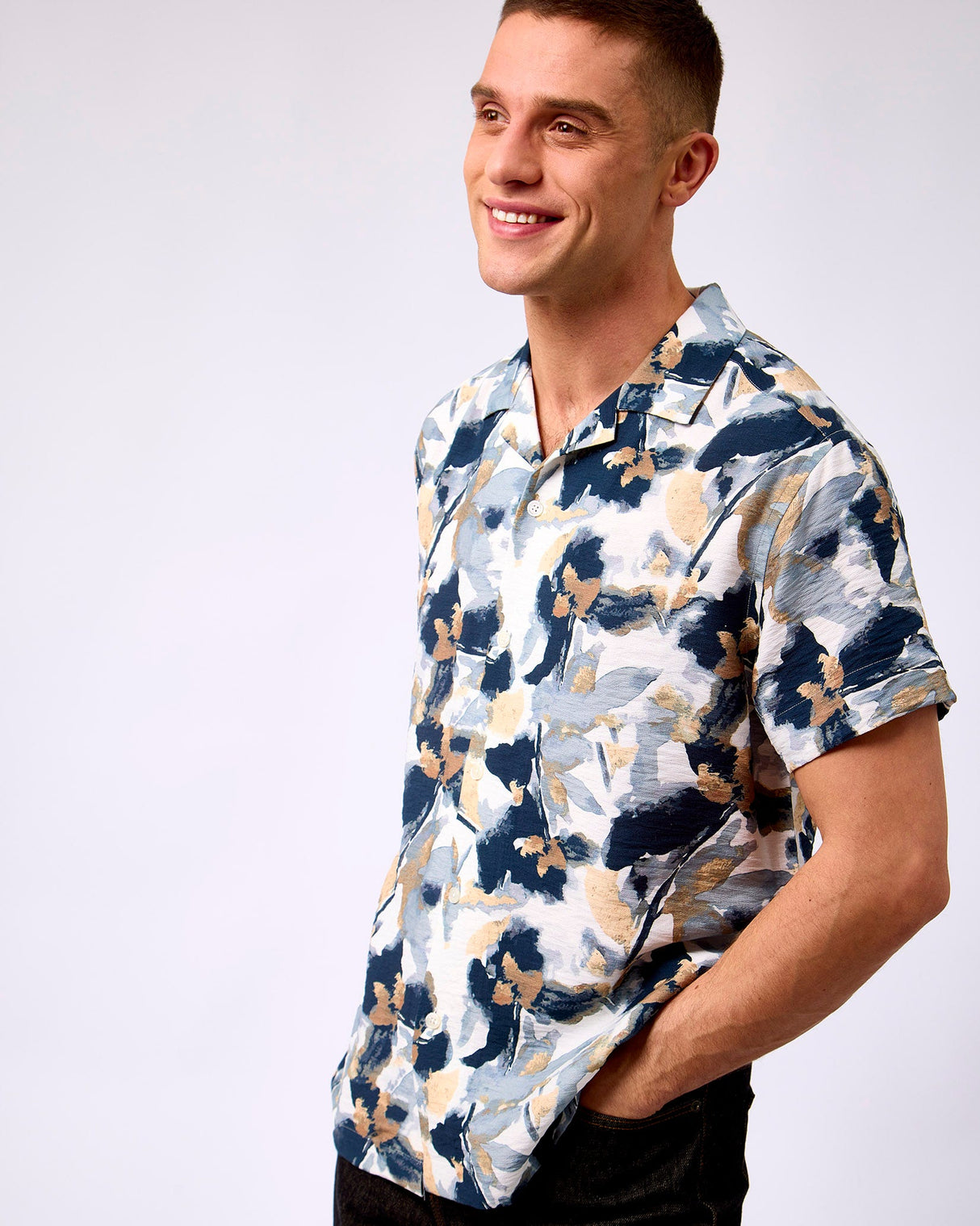 Rugby-Tan-Abstract-Print-Cunard-Short-Sleeve-Shirt