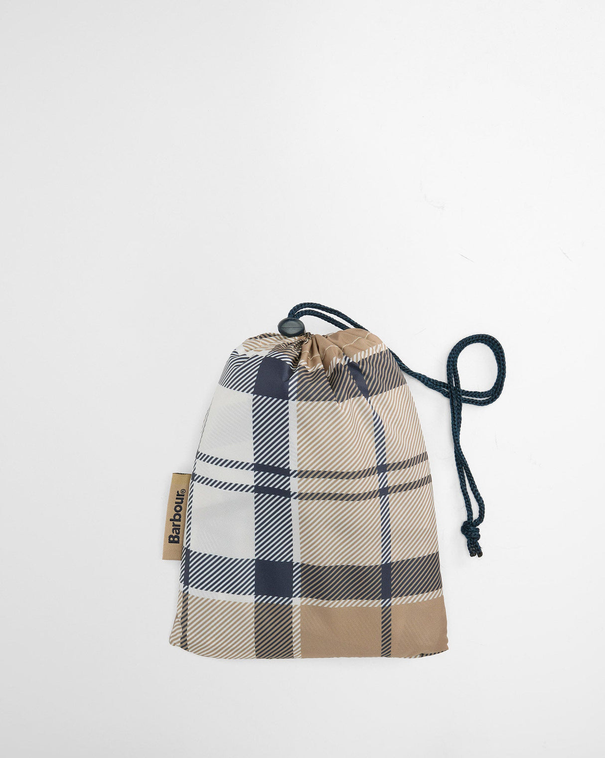 Hessian & Navy Tartan Portree Hooded Poncho