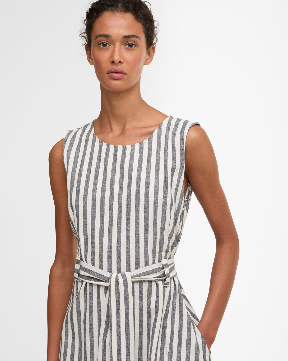 Dark Navy Stripe Inez Midi Dress