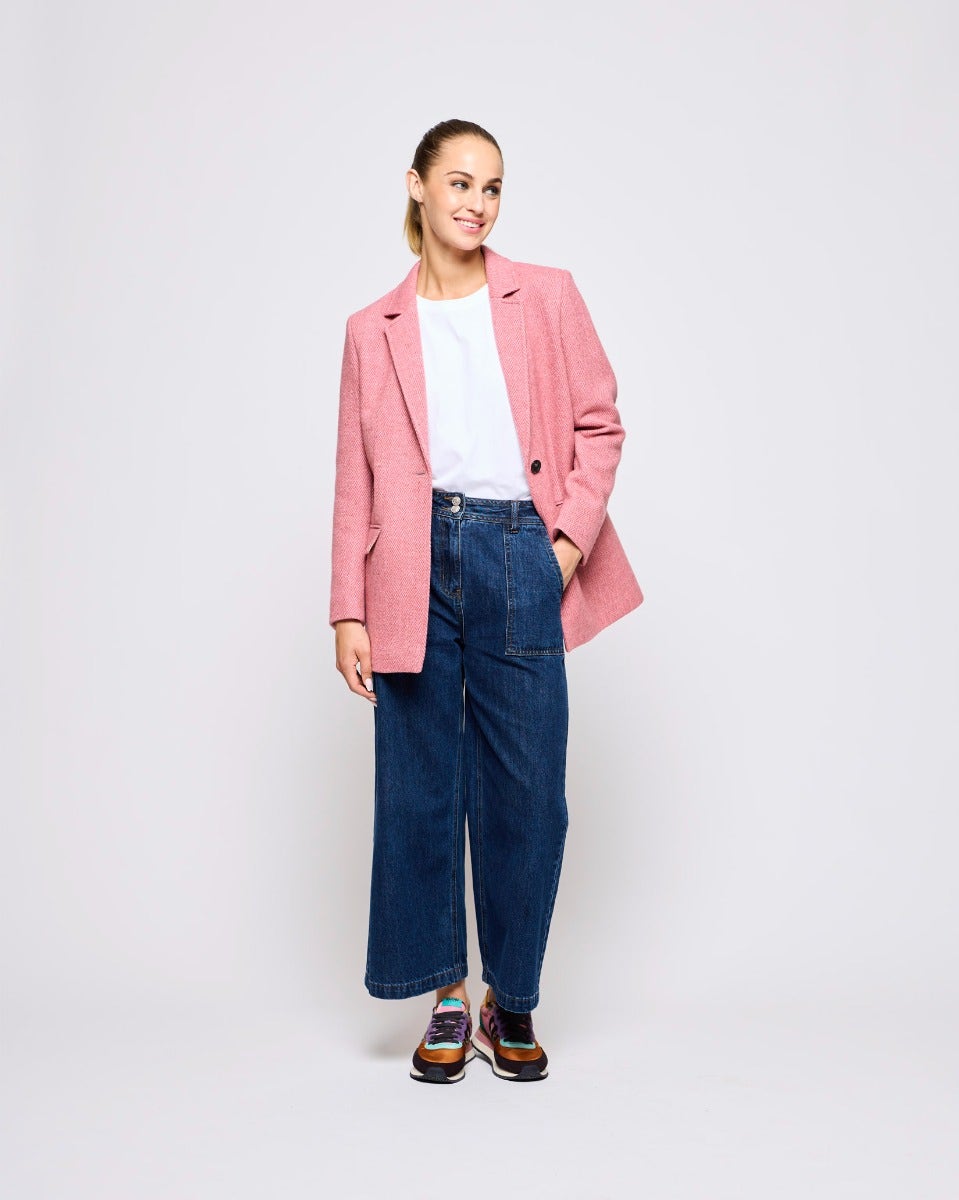 Dusty Pink Leaf Donegal Wool Jacket