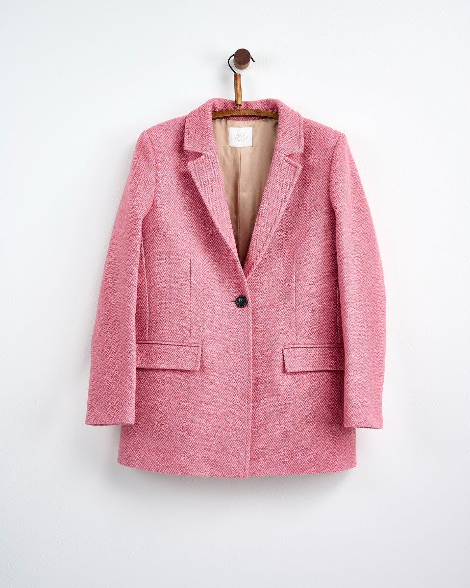 Dusty Pink Leaf Donegal Wool Jacket