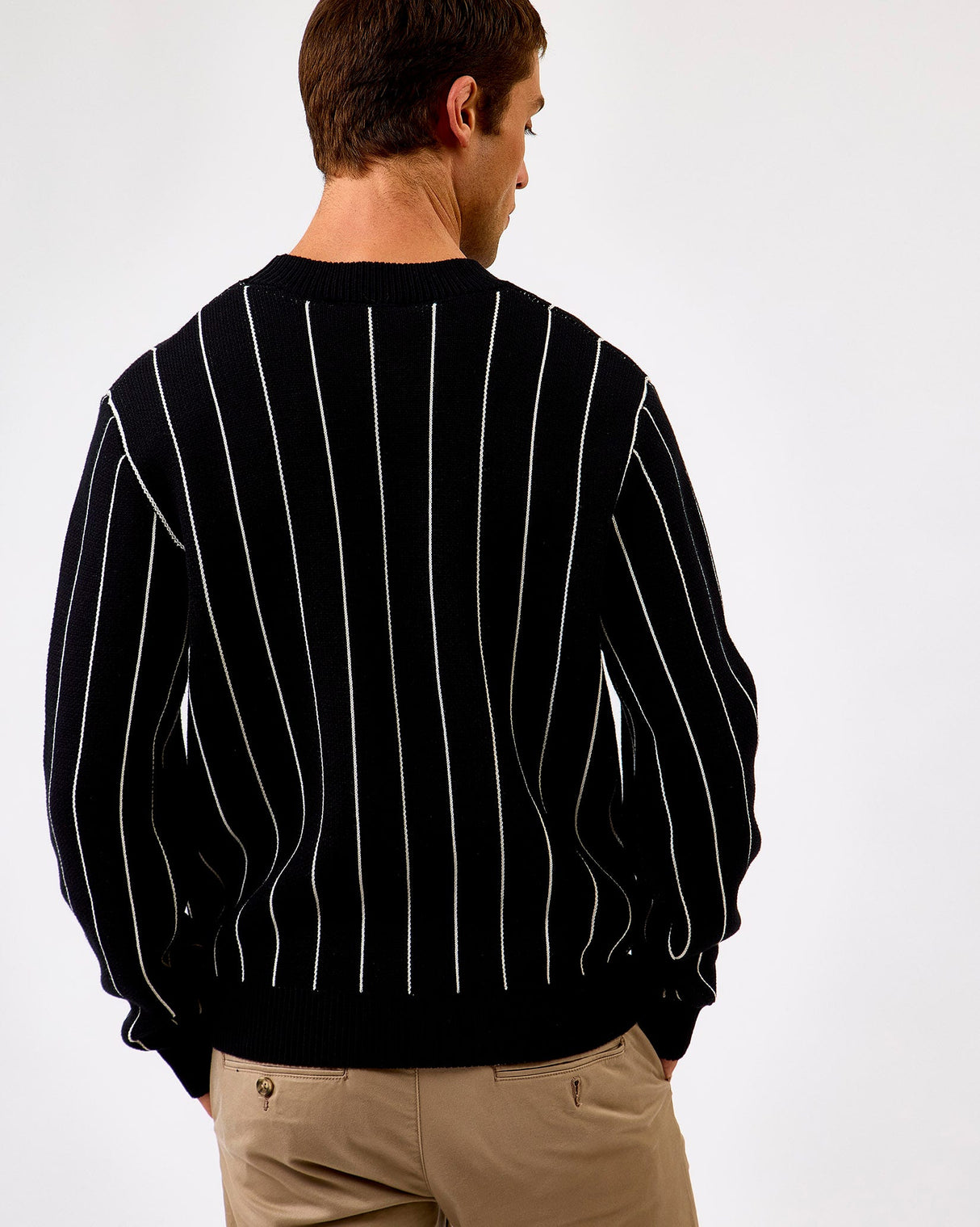 Black Gaston Jacquard Pinstripe Knit Jumper