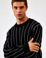 Black Gaston Jacquard Pinstripe Knit Jumper