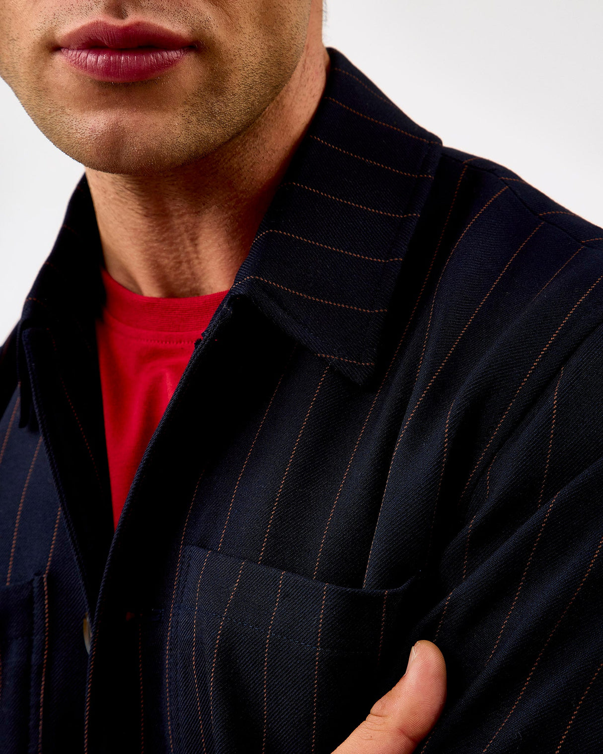 Dark Navy Marseille Pinstripe Hybrid Jacket
