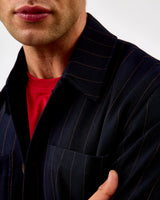 Dark Navy Marseille Pinstripe Hybrid Jacket