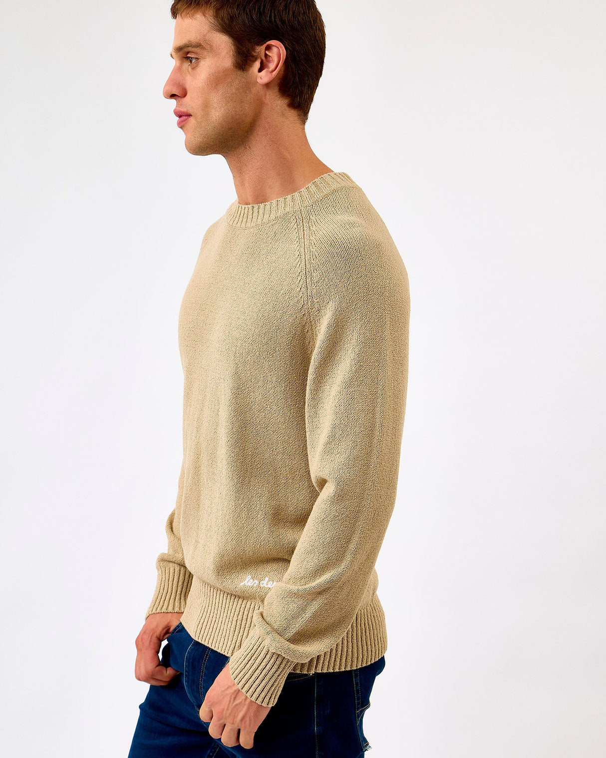 Dark-Sand-Brad-Round-Neck-Knit-Jumper