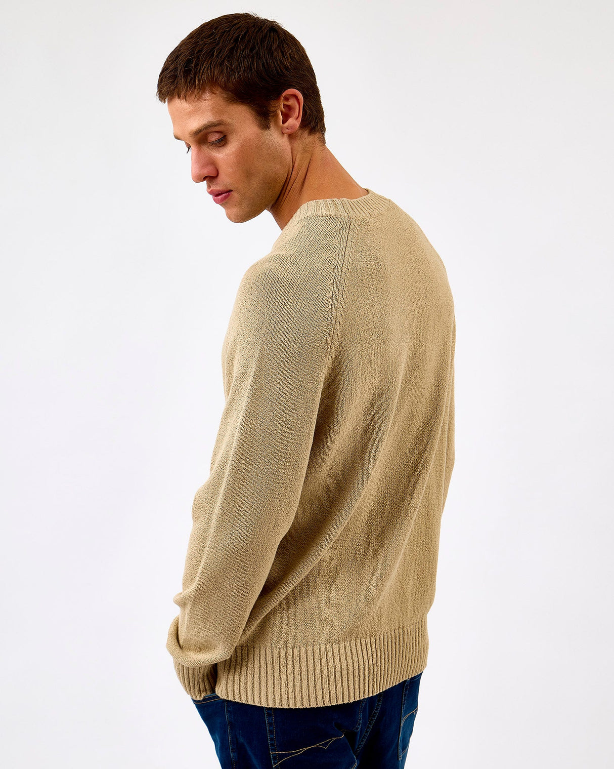 Dark Sand Brad Round Neck Knit Jumper
