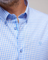 Blue 100% Cotton Peach Finish Shirt