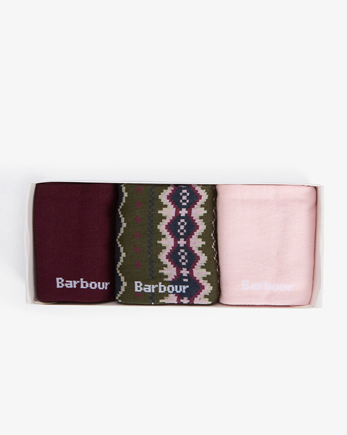 Olive Fair Isle Barbour Sock Gift Set