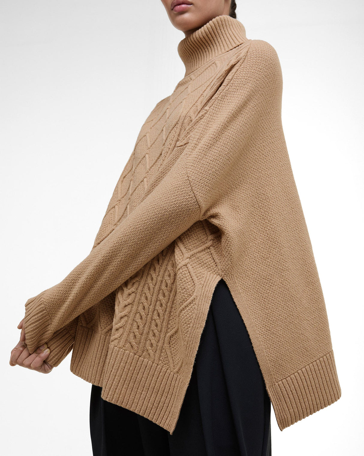 Pale Camel Burne Knitted Cape