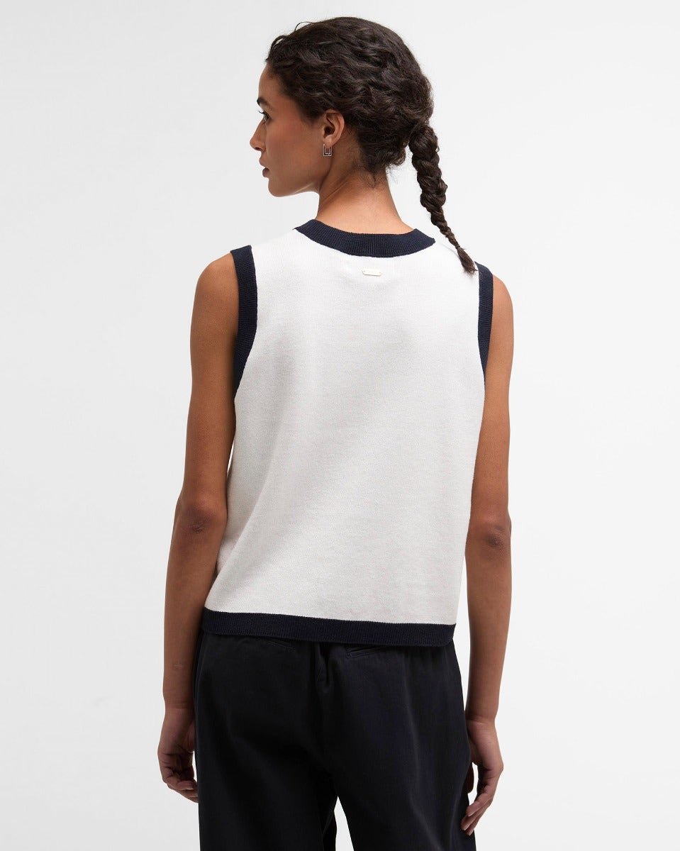 Cloud & Navy Salthill Knitted Vest
