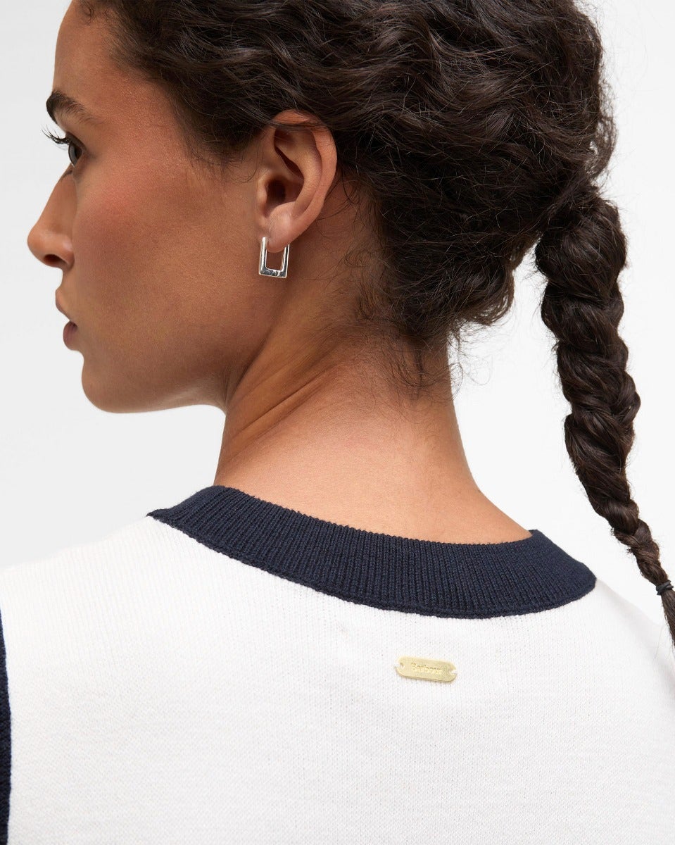 Cloud & Navy Salthill Knitted Vest