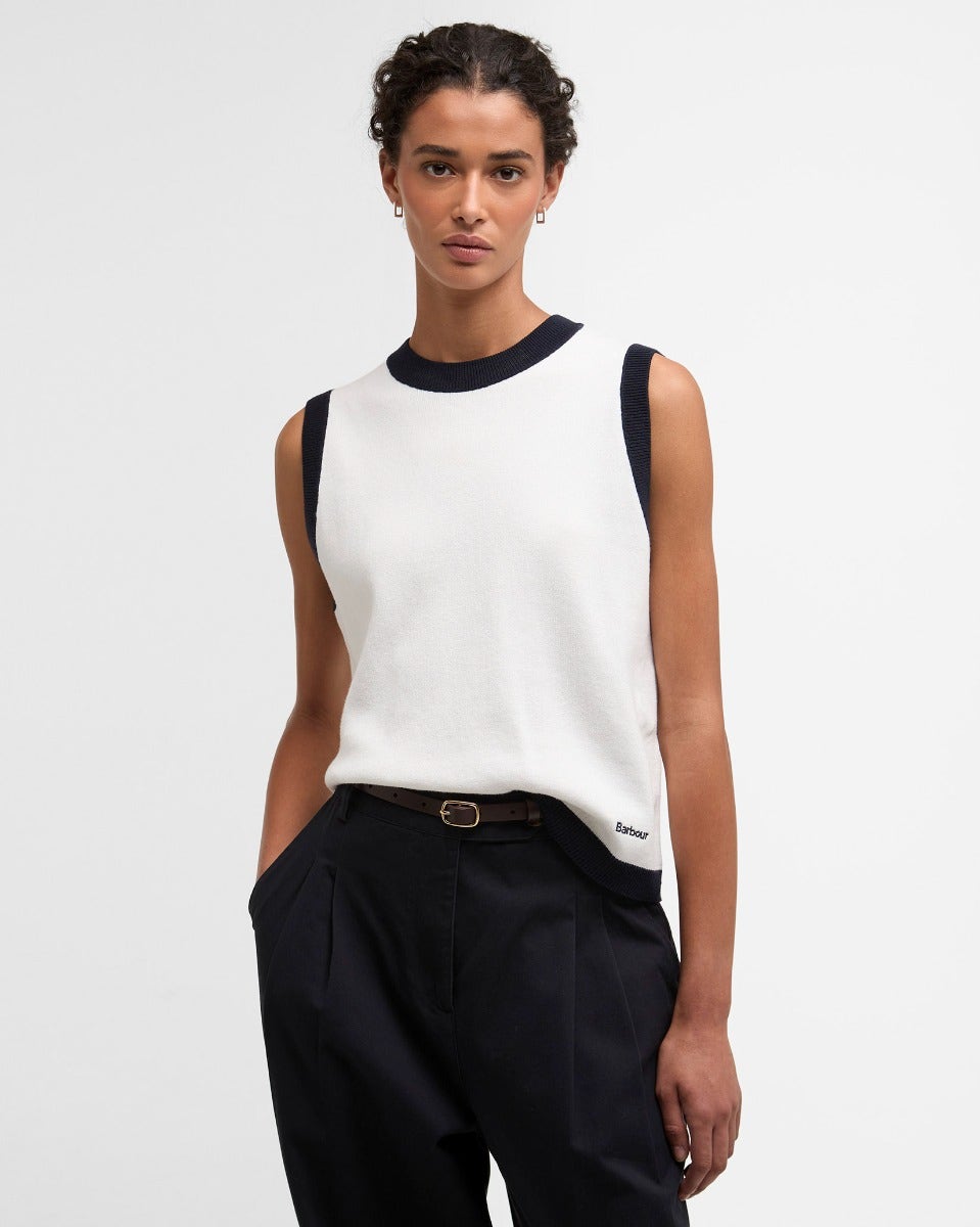 Cloud & Navy Salthill Knitted Vest