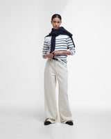 Cloud & Navy Stripe Bradley Cotton Top