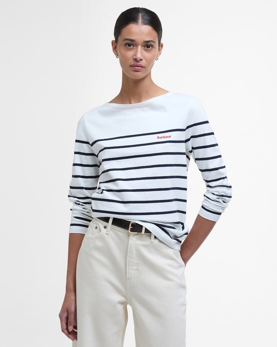 Cloud & Navy Stripe Bradley Cotton Top