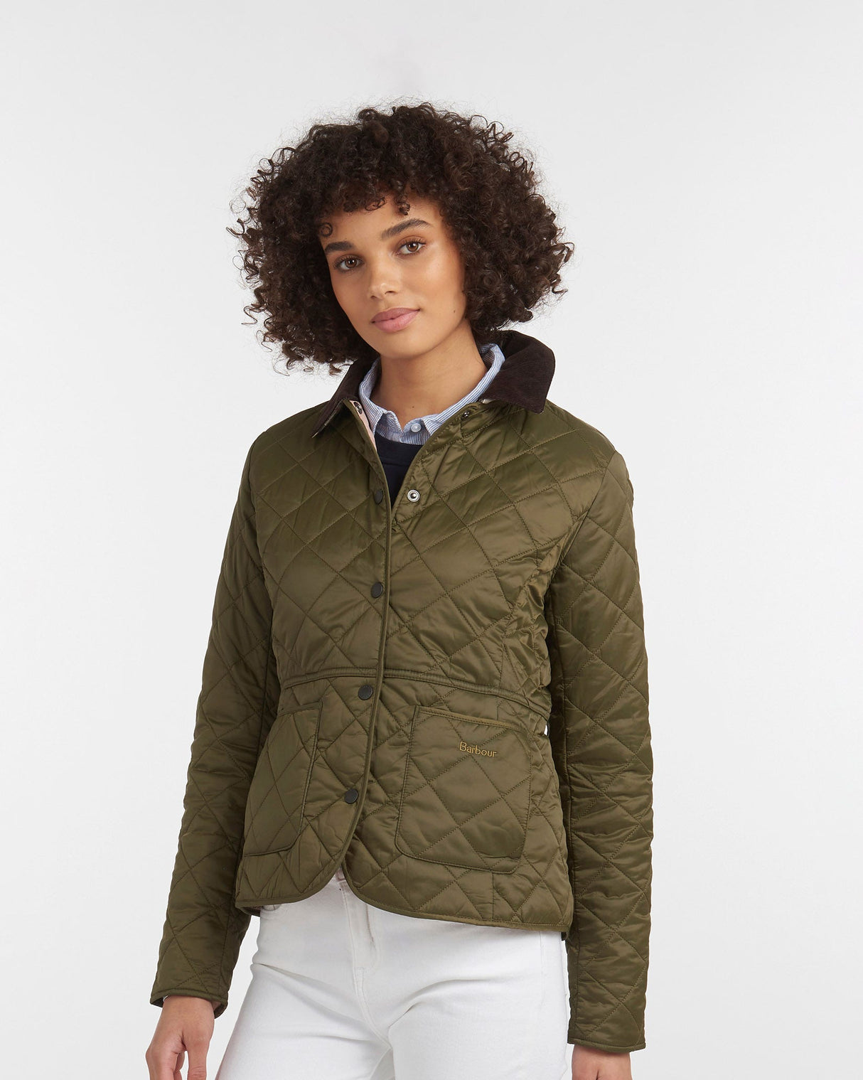 Olive & Pale Pink Deveron Quilt Jacket