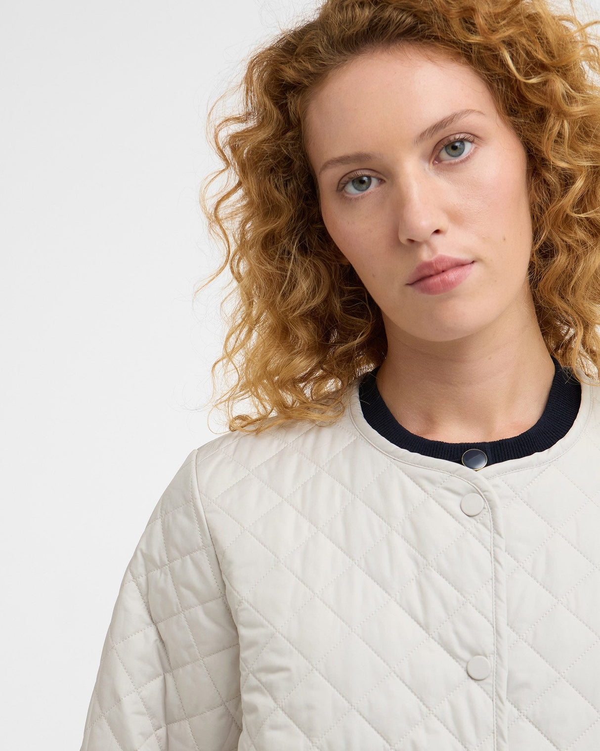 Mist Cashel Collarless Quilted Jacket